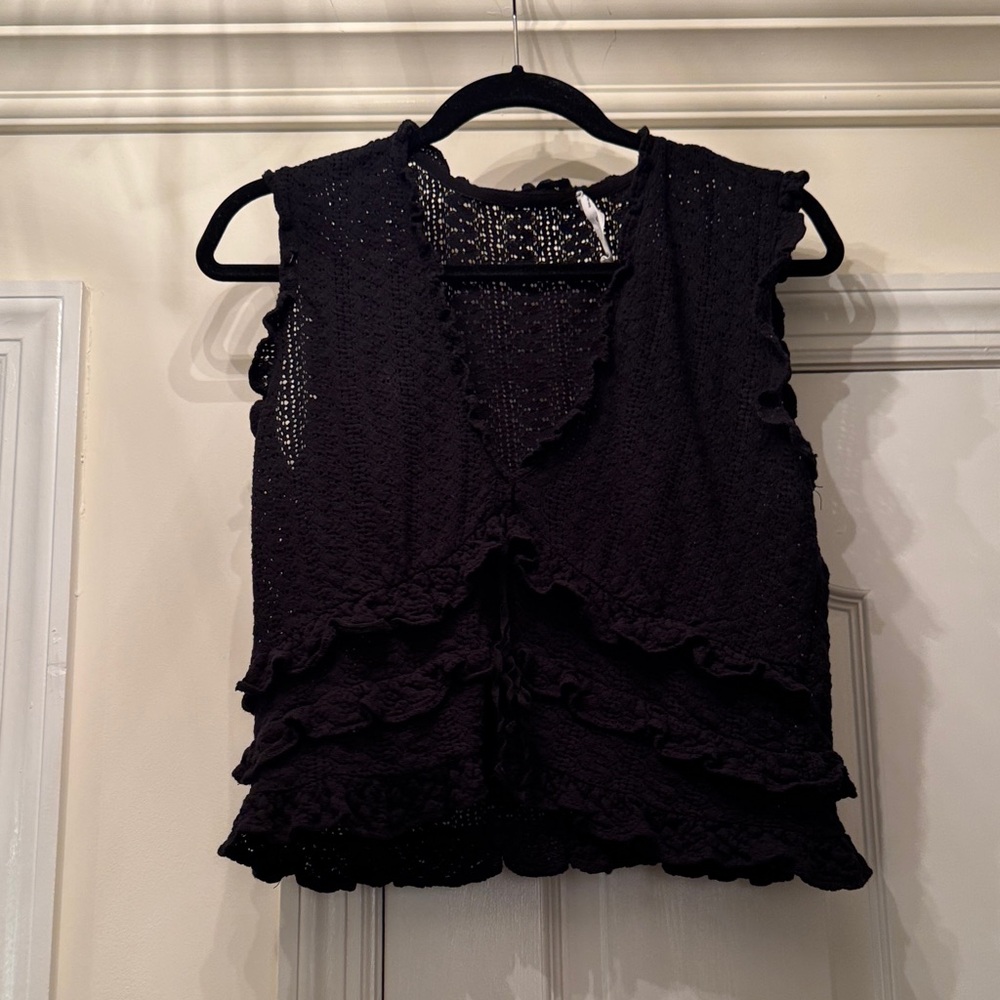 Mango Black Textured Sleeveless Top